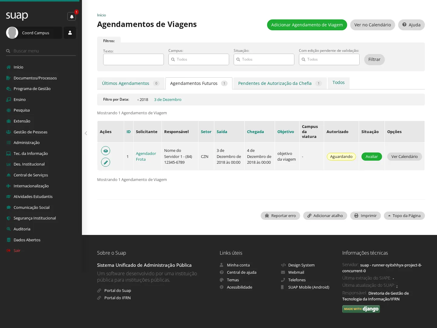 Agendamentos futuros na fila de avaliação