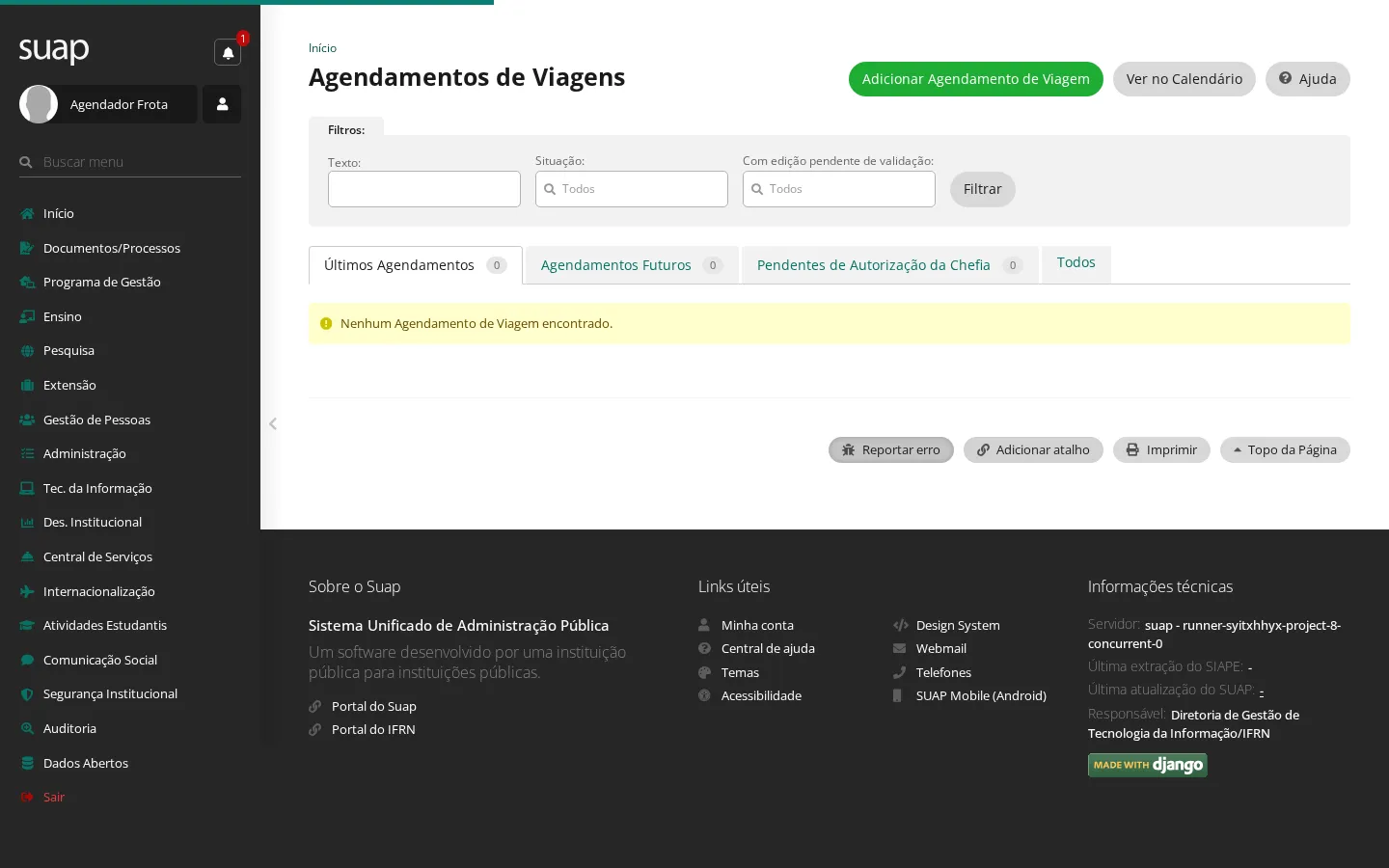 Listagem de agendamentos