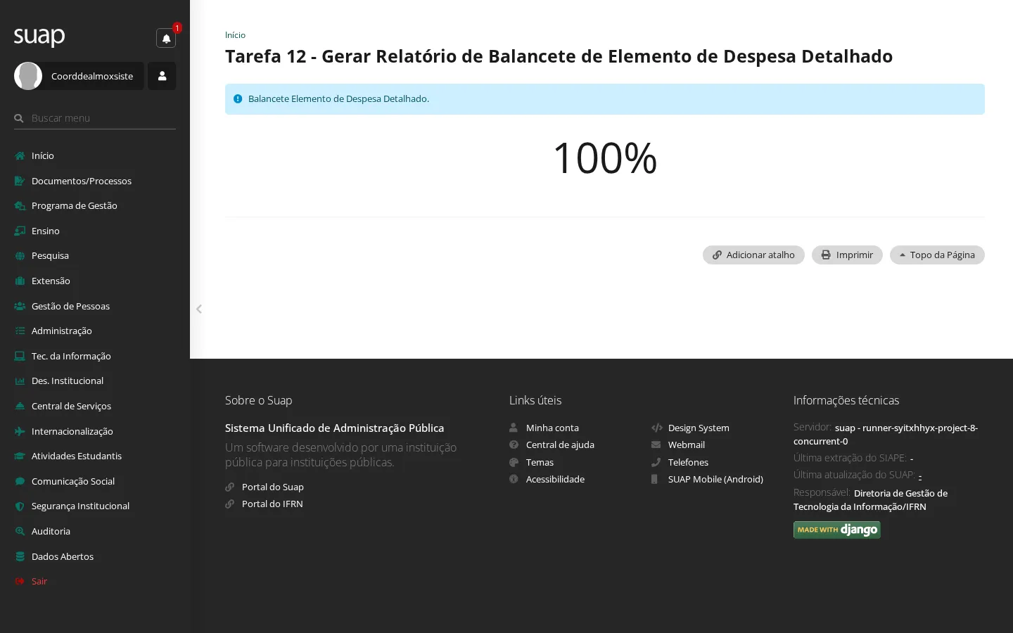 Processamento do relatório