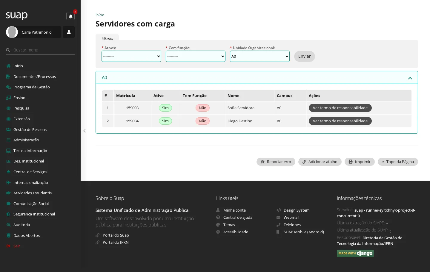 Servidores com carga