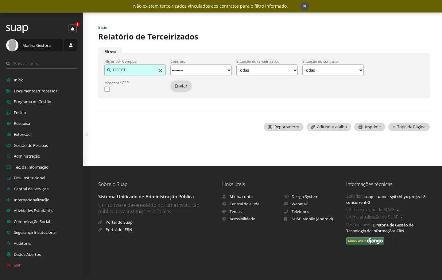 Consulta de terceirizados por campus