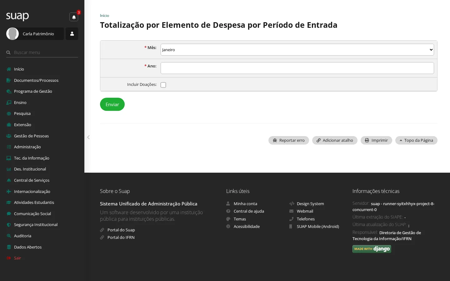 Totalização por elemento de despesa
