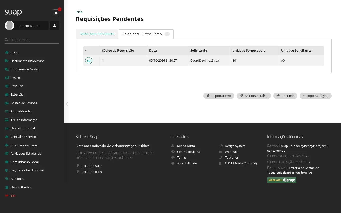 Pedido de outro campus