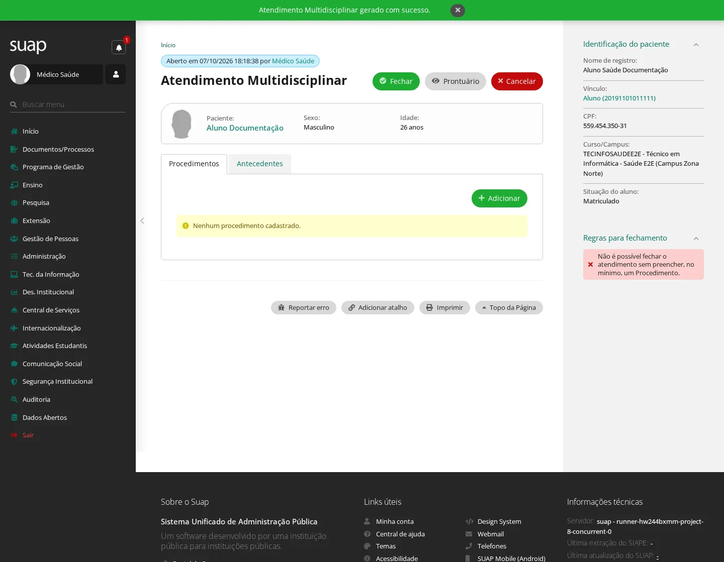 Atendimento multidisciplinar