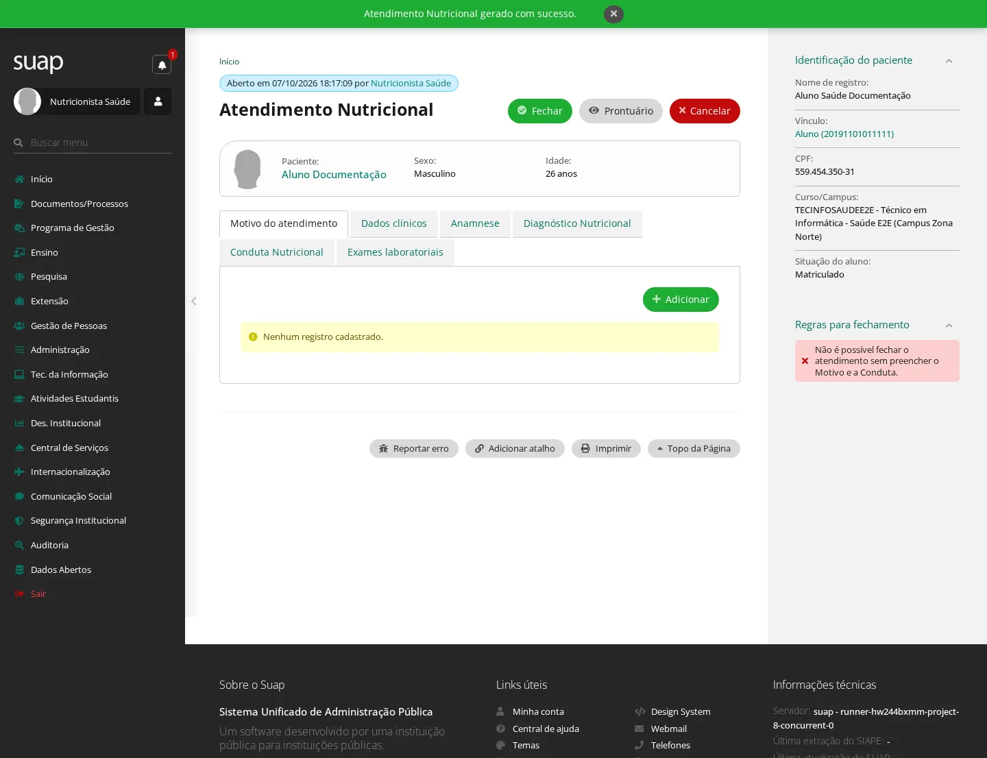 Atendimento nutricional