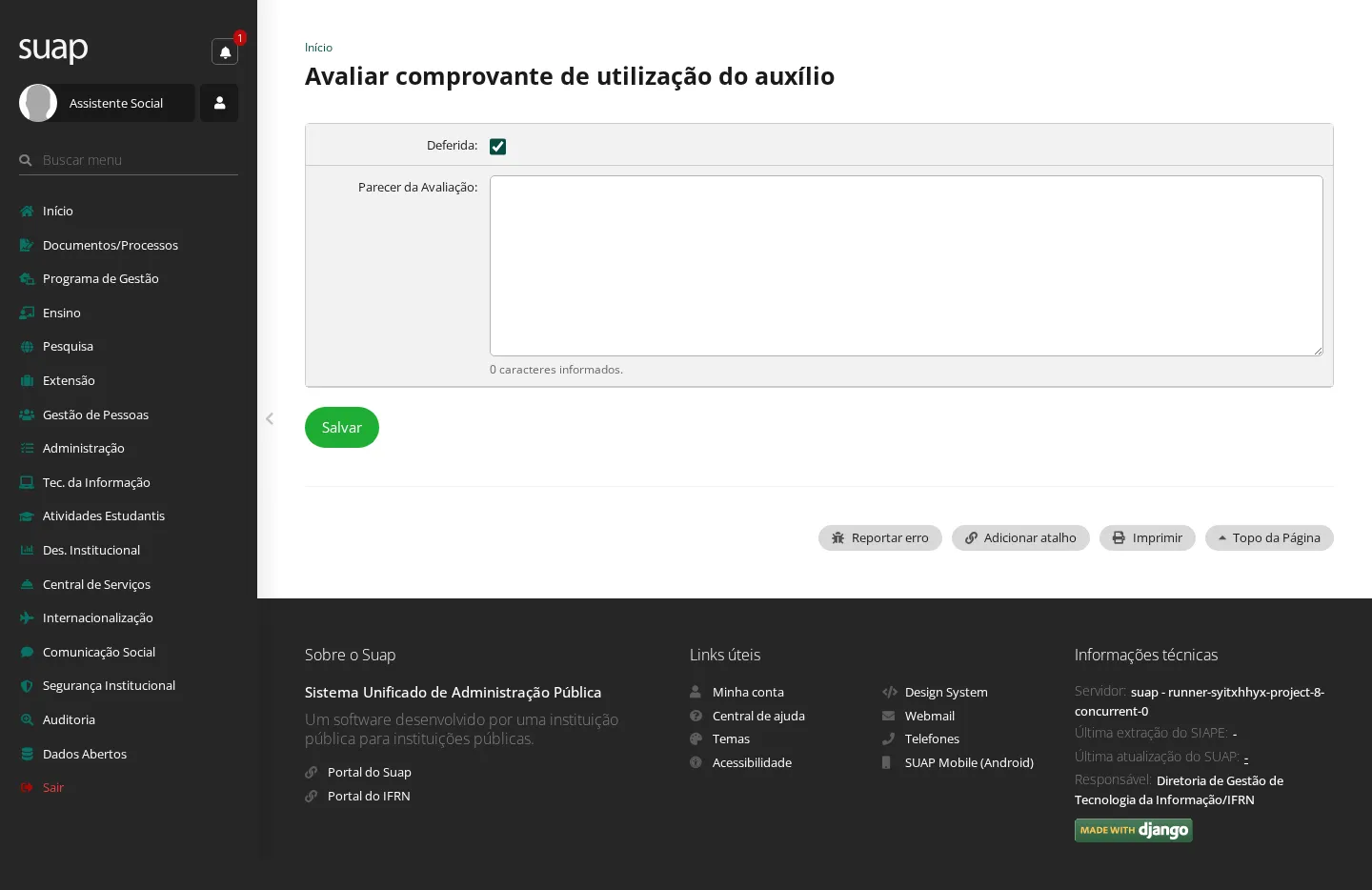 Avaliar comprovante de utilização