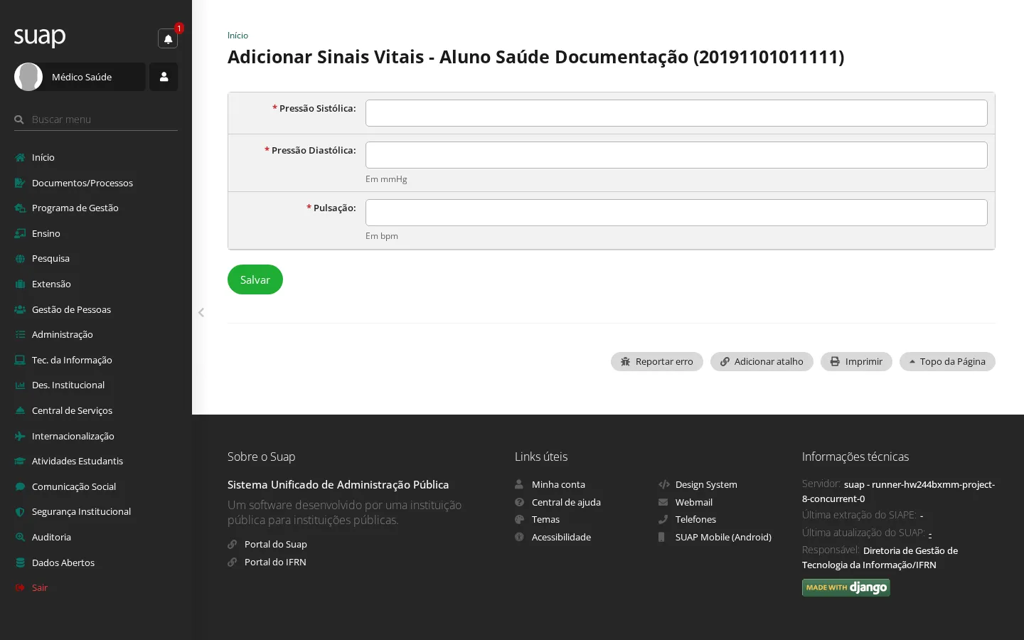 Ficha de sinais vitais