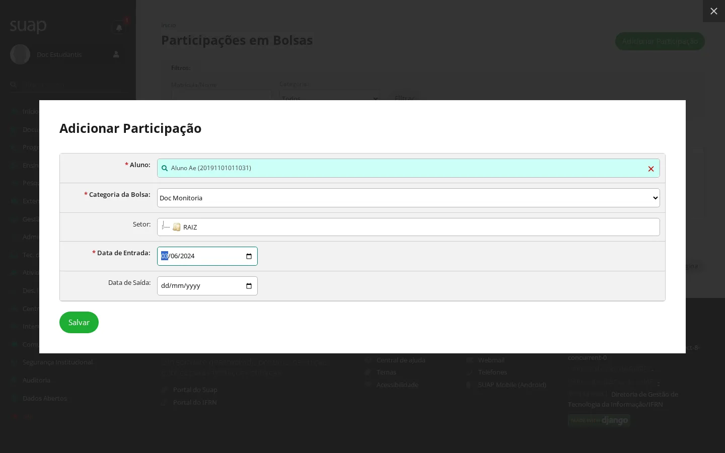 Adicionar participação em bolsa