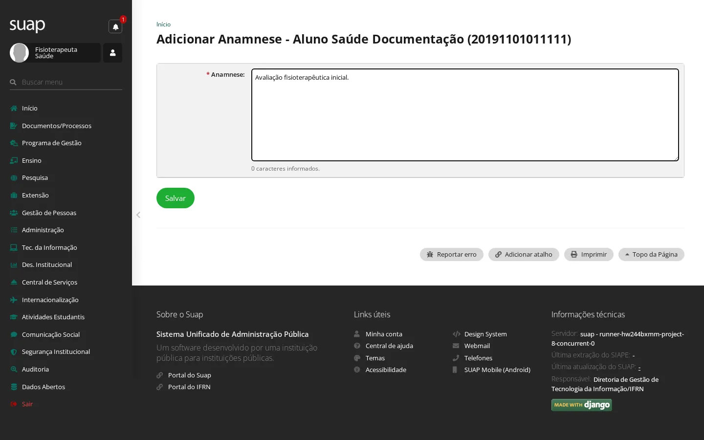 Anamnese de fisioterapia