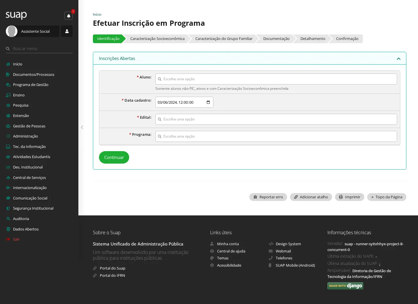 Efetuar inscrição em programa