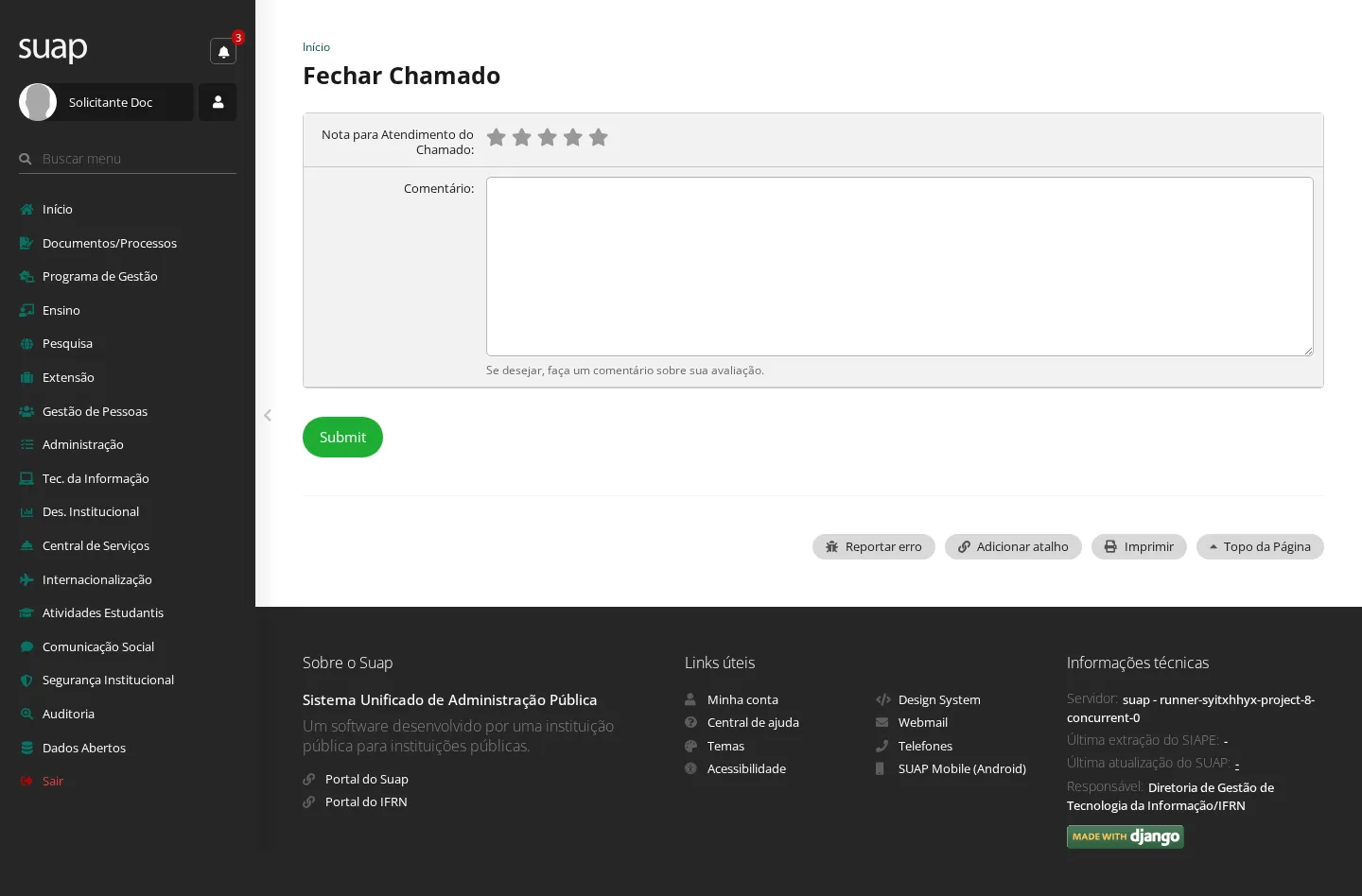 Fechar e avaliar o chamado