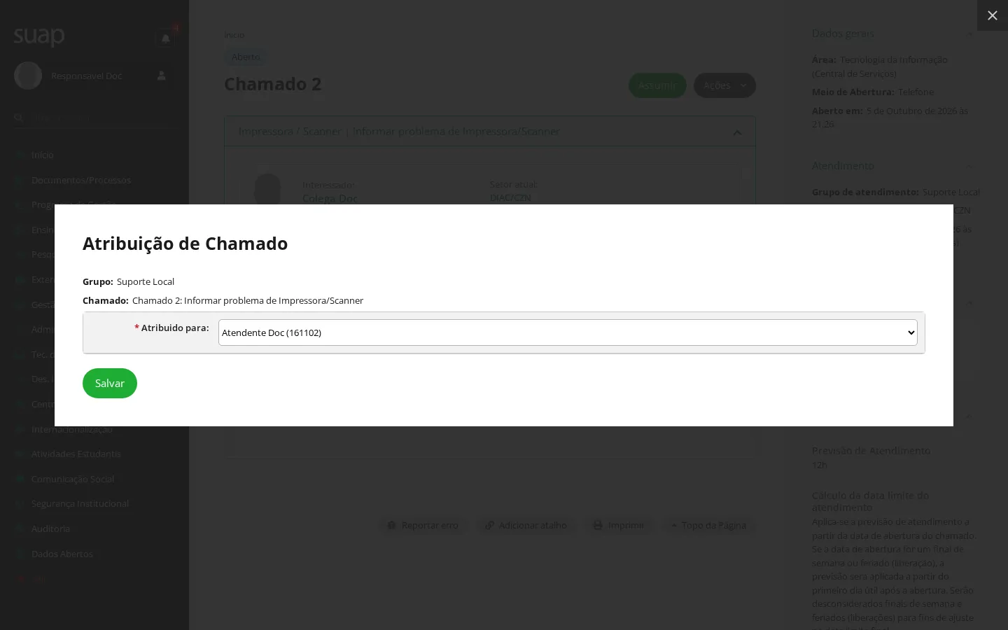 Atribuir o chamado