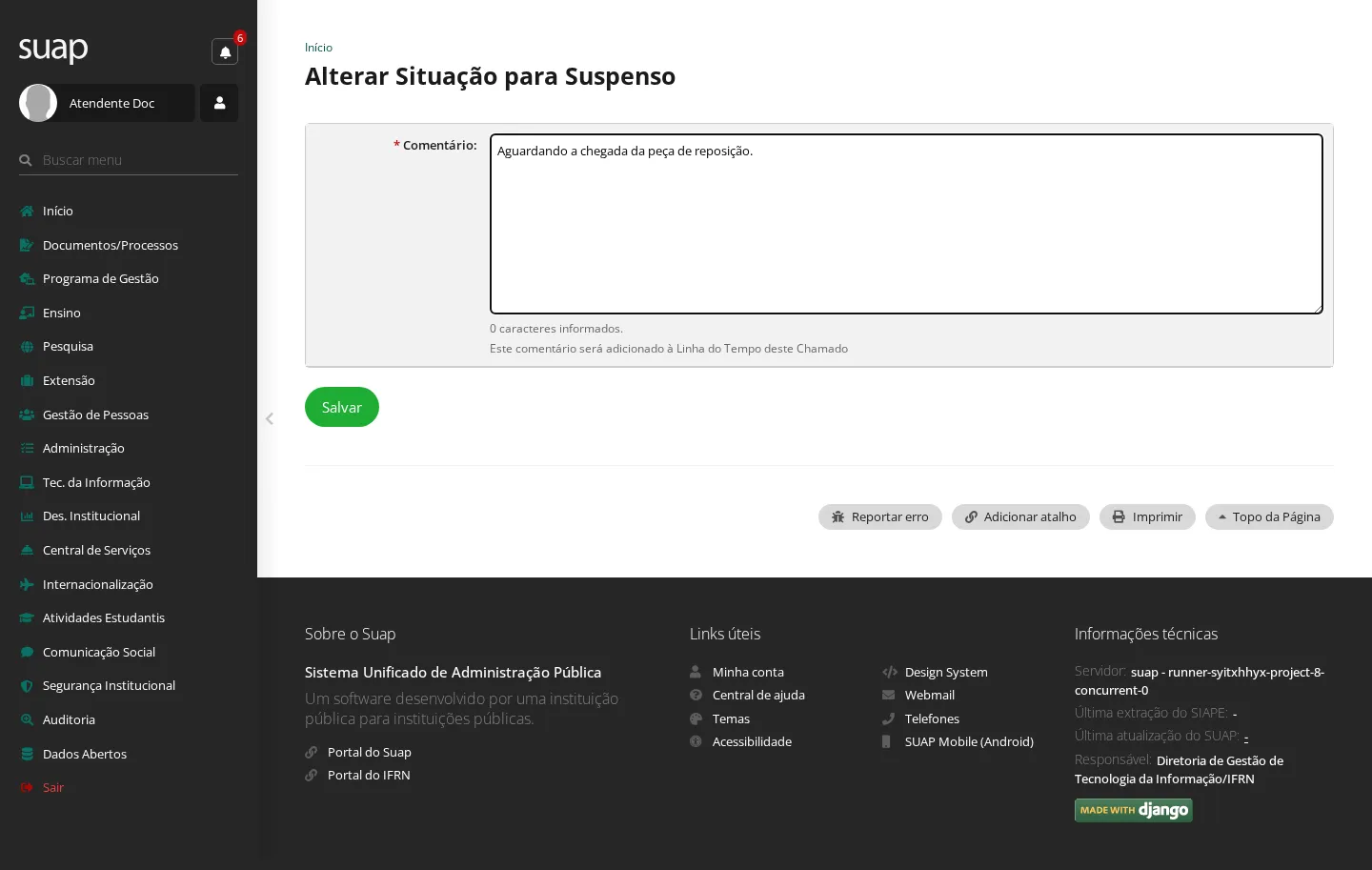 Suspender o chamado