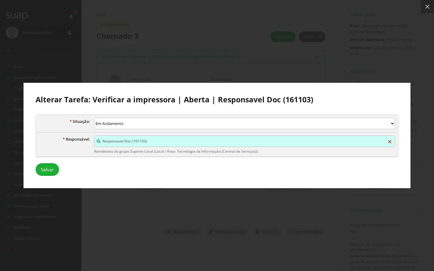 Alterar a situação da tarefa