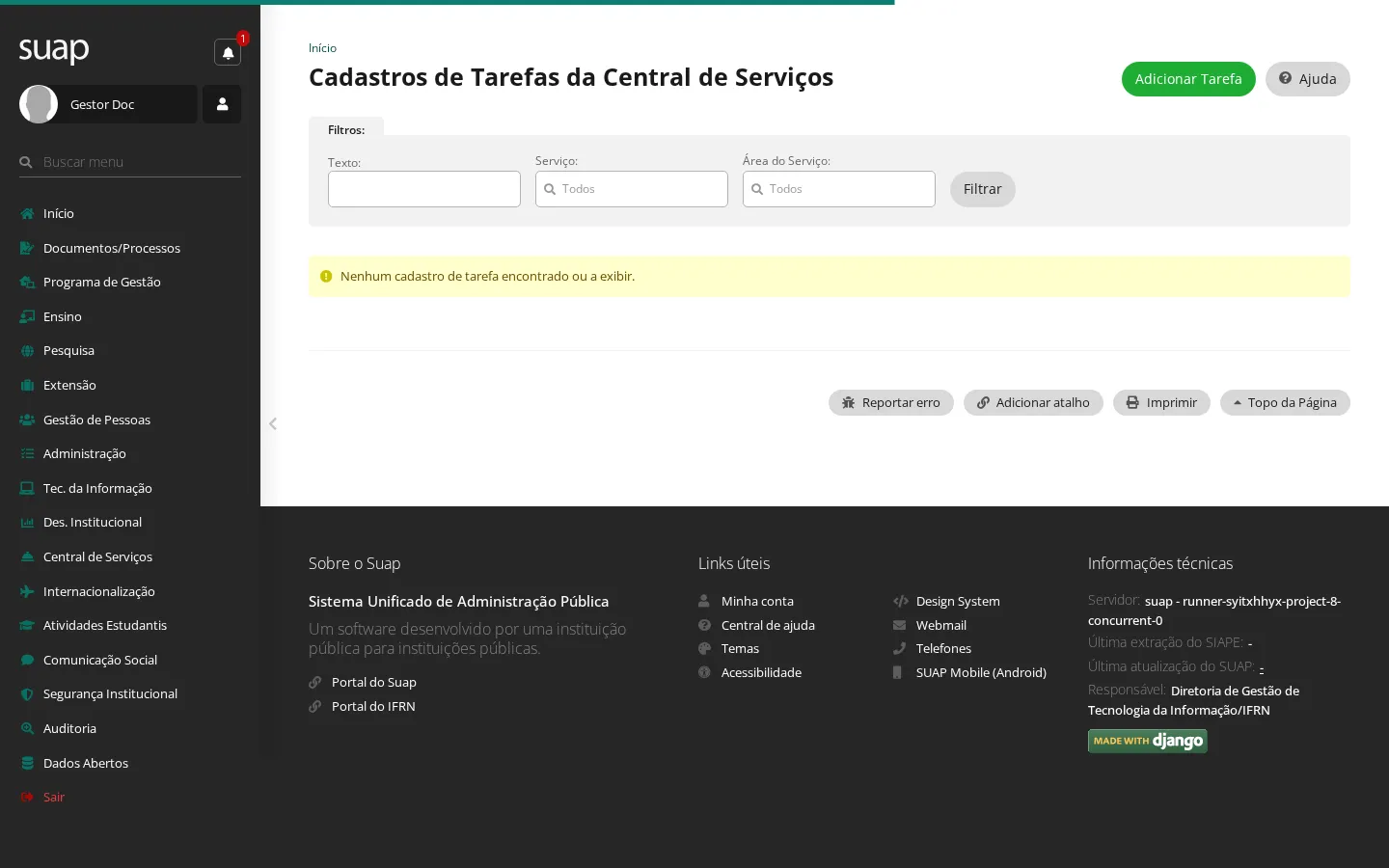 Tarefas cadastradas
