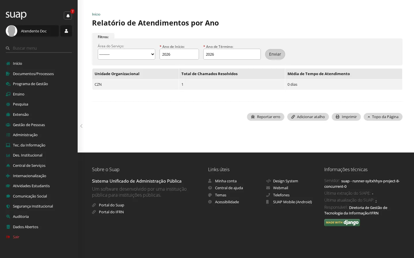Atendimentos por ano