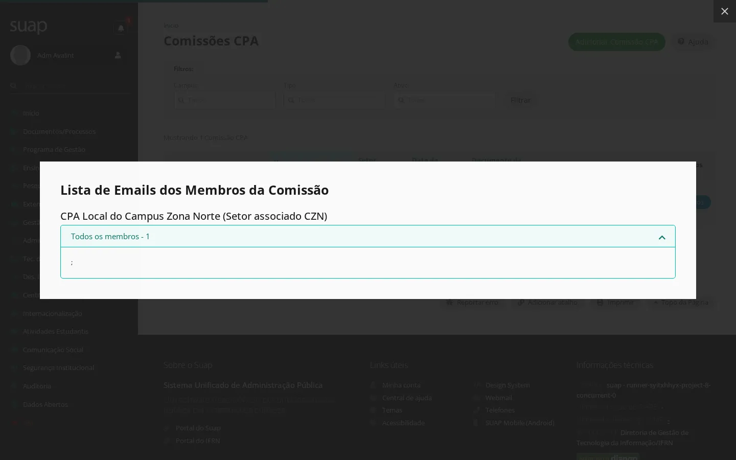 Lista de e-mails dos membros