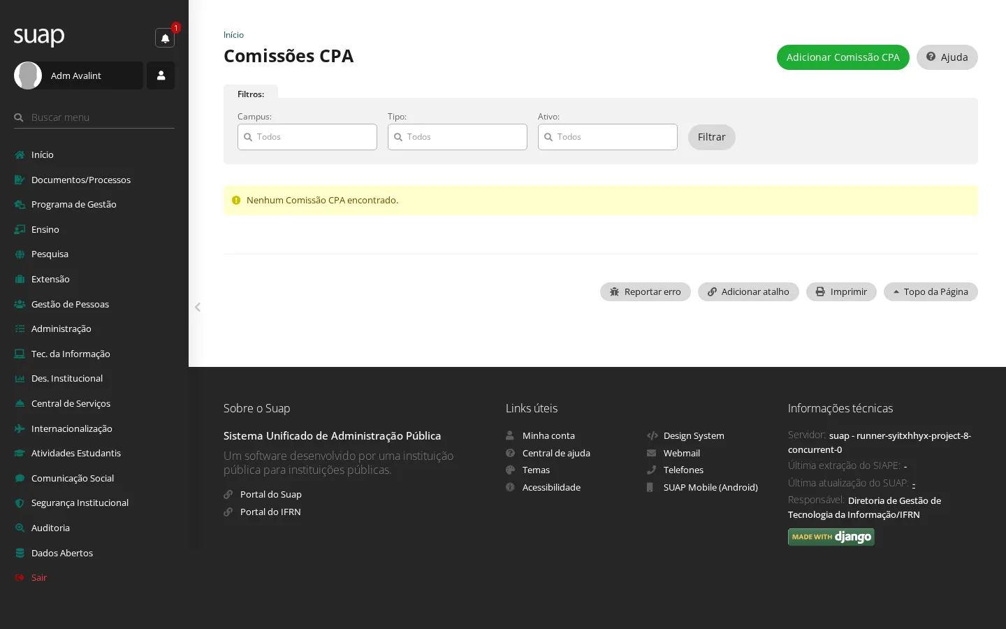 Listagem de comissões