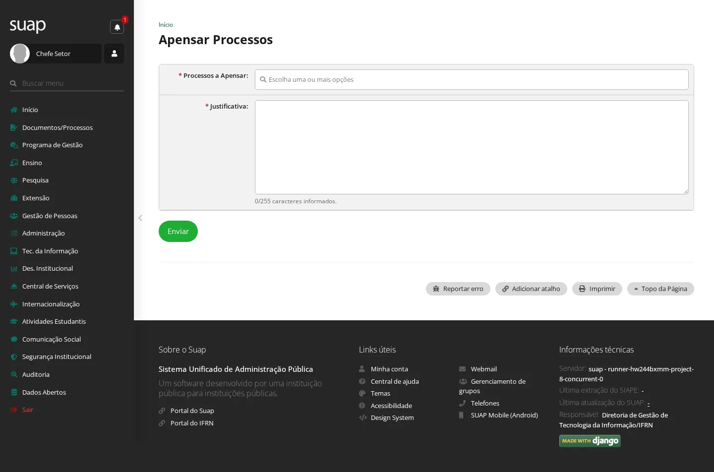 Formulário de apensamento
