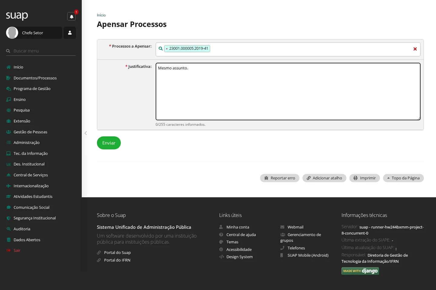 Apensamento preenchido