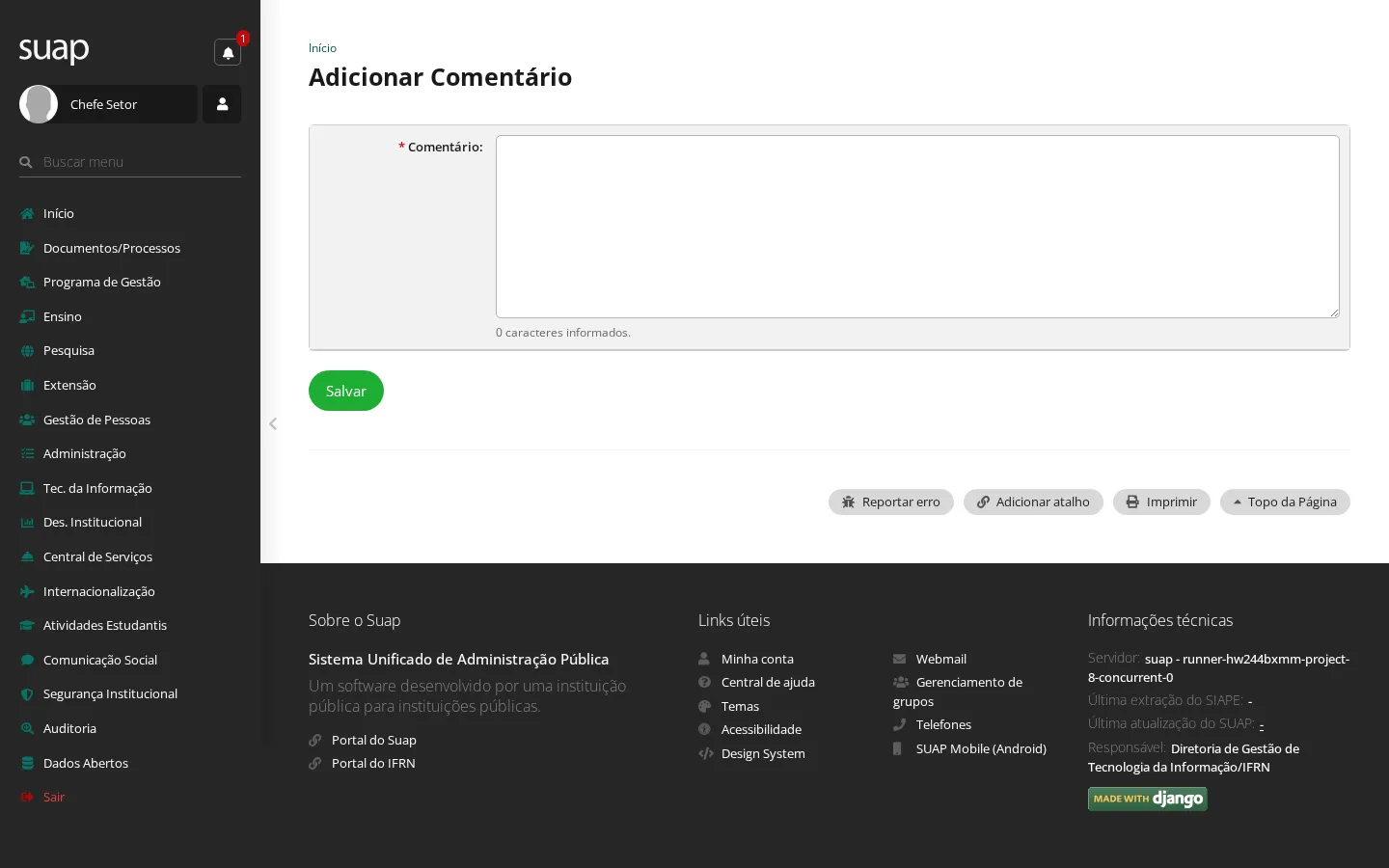Formulário de comentário