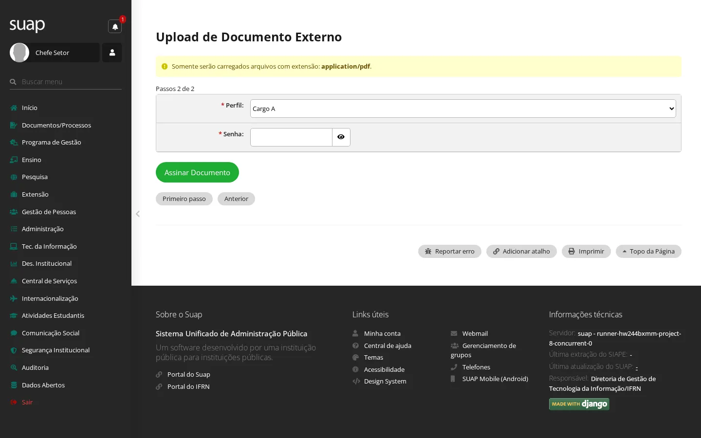 Documento externo pronto para assinatura