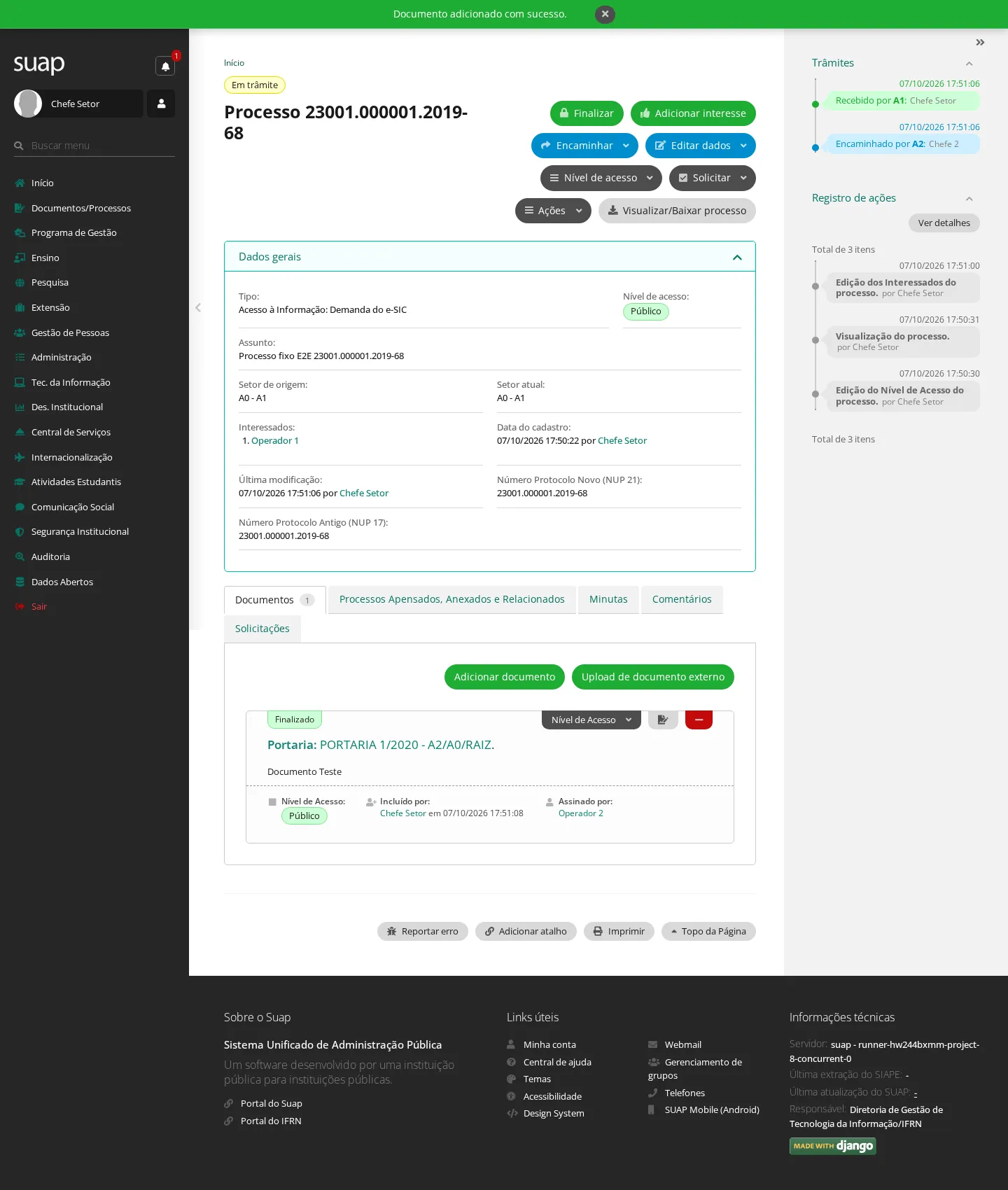 Documento interno adicionado