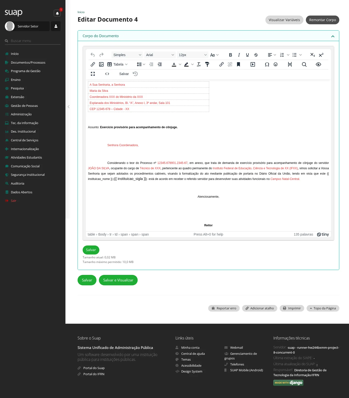 Editor do documento