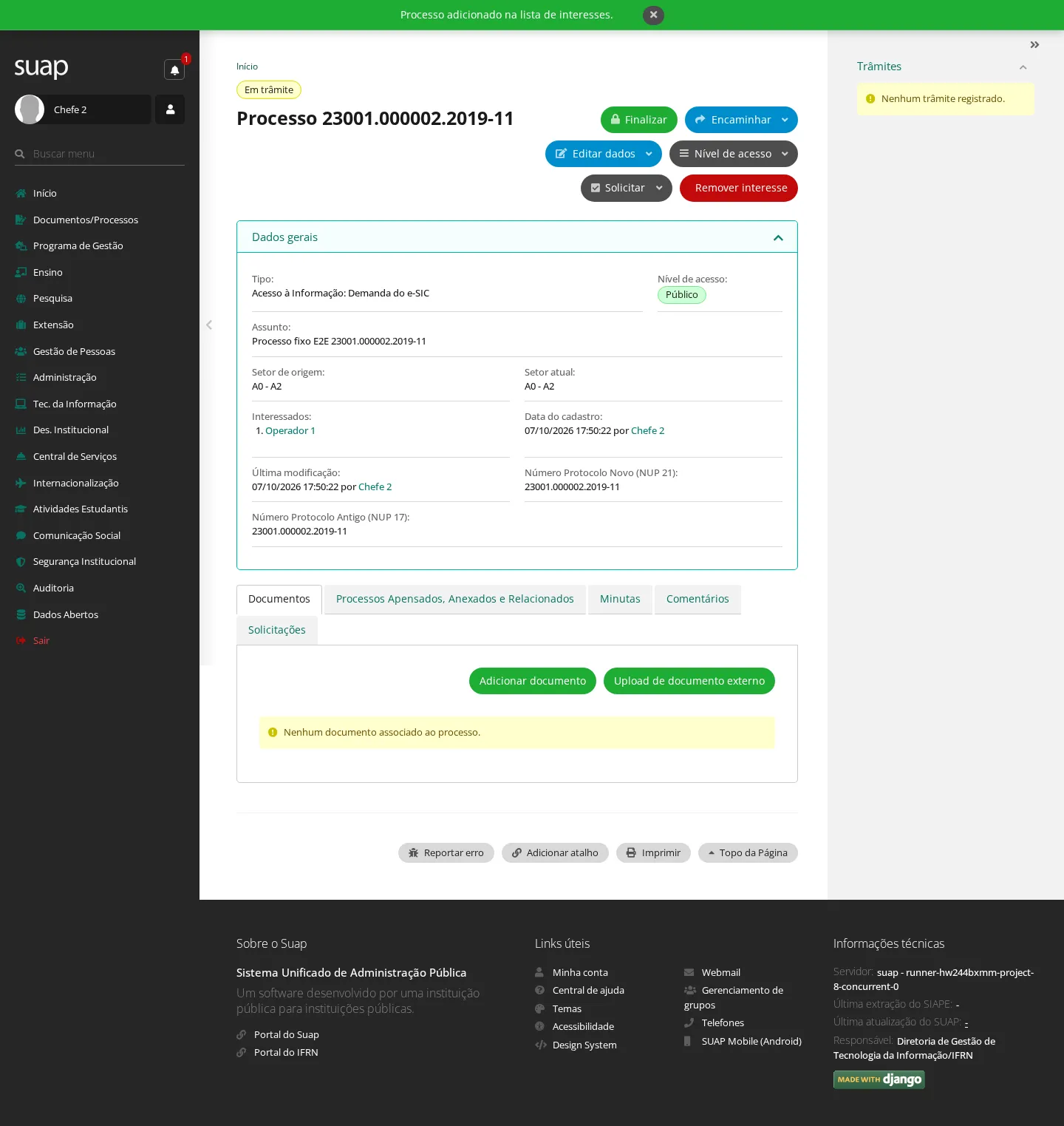 Interesse adicionado