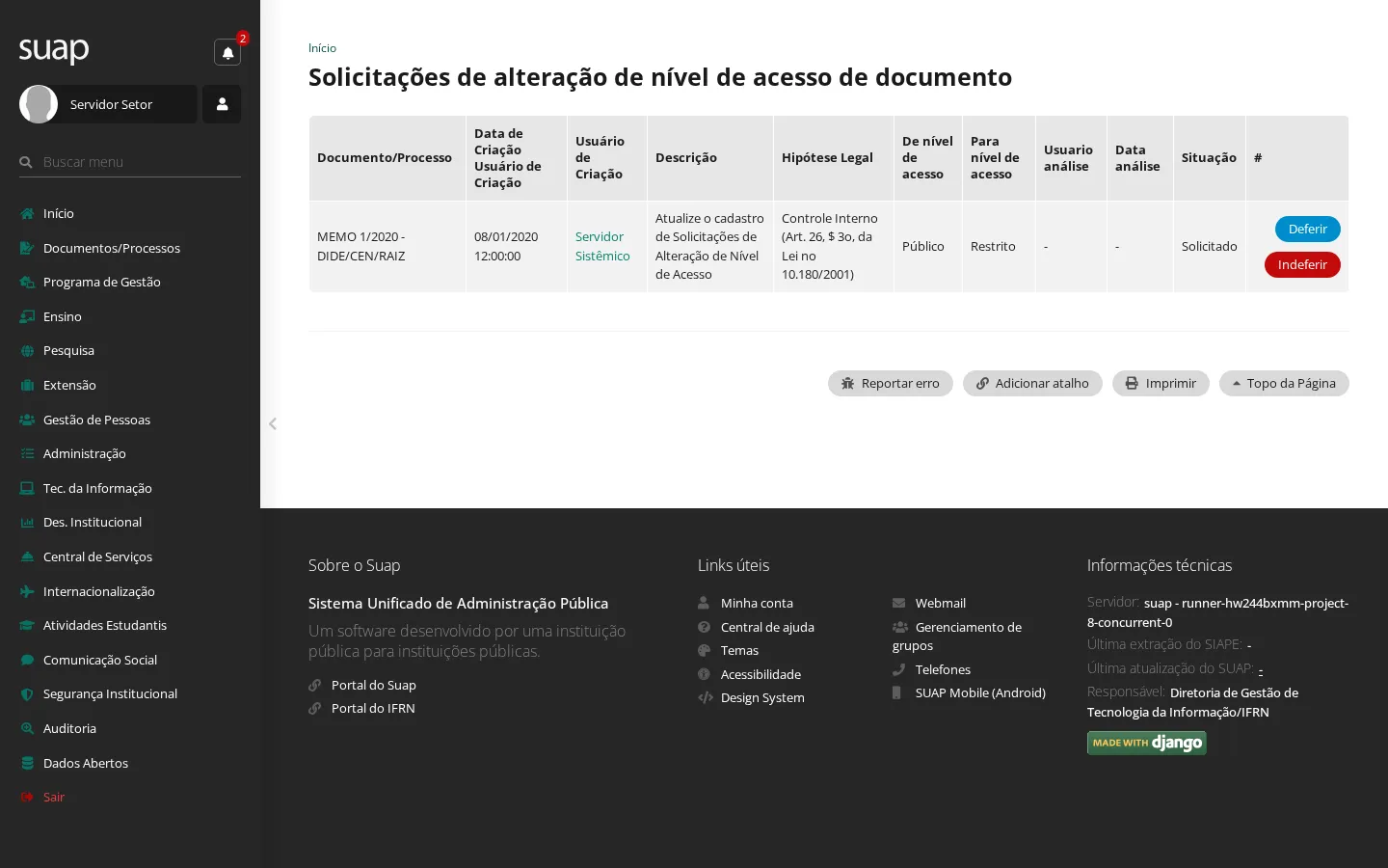 Solicitações pendentes