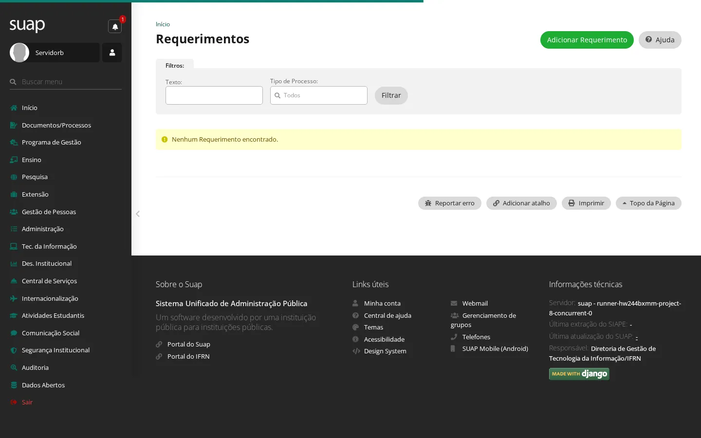 Listagem de requerimentos