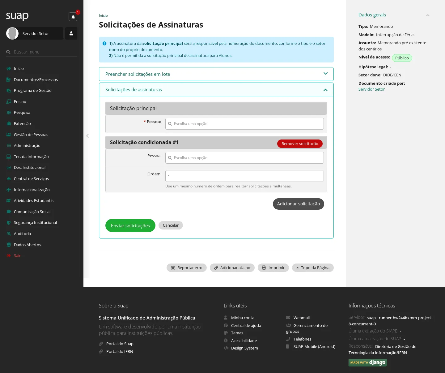 Formulário de solicitação