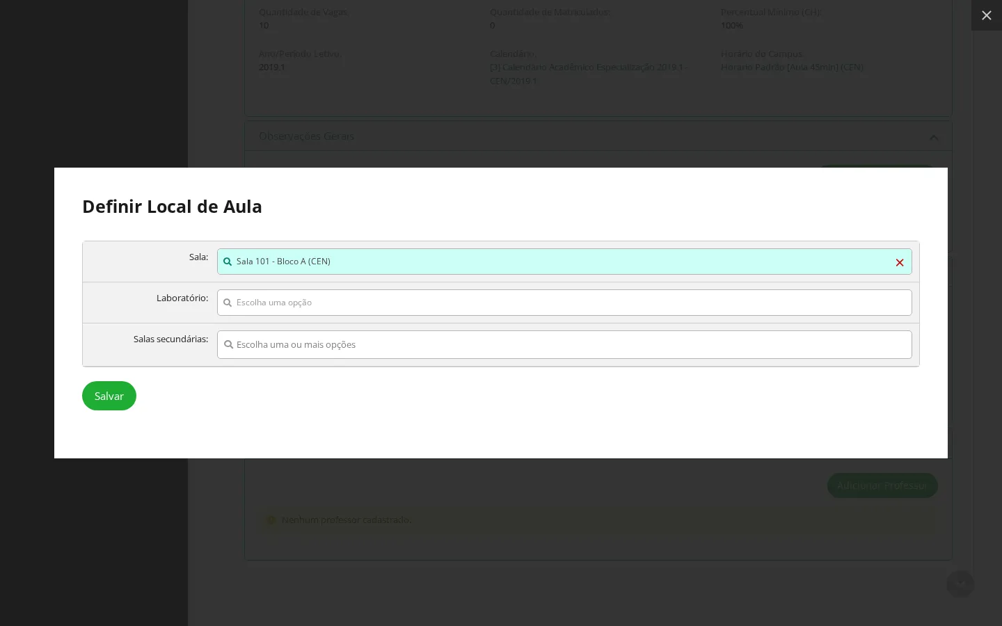 Popup de definição de local