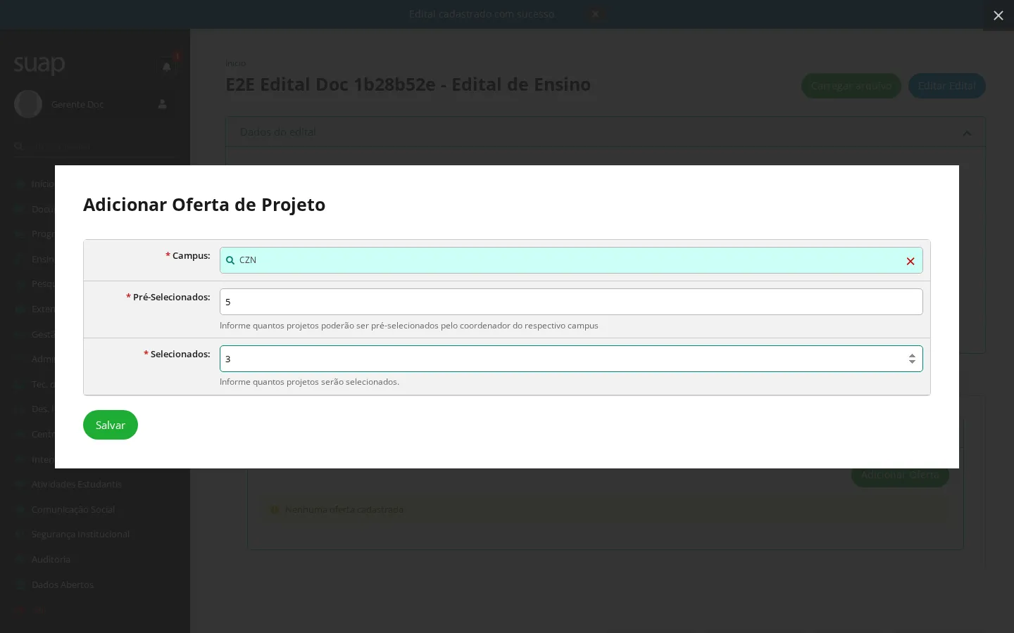 Plano de oferta por campus