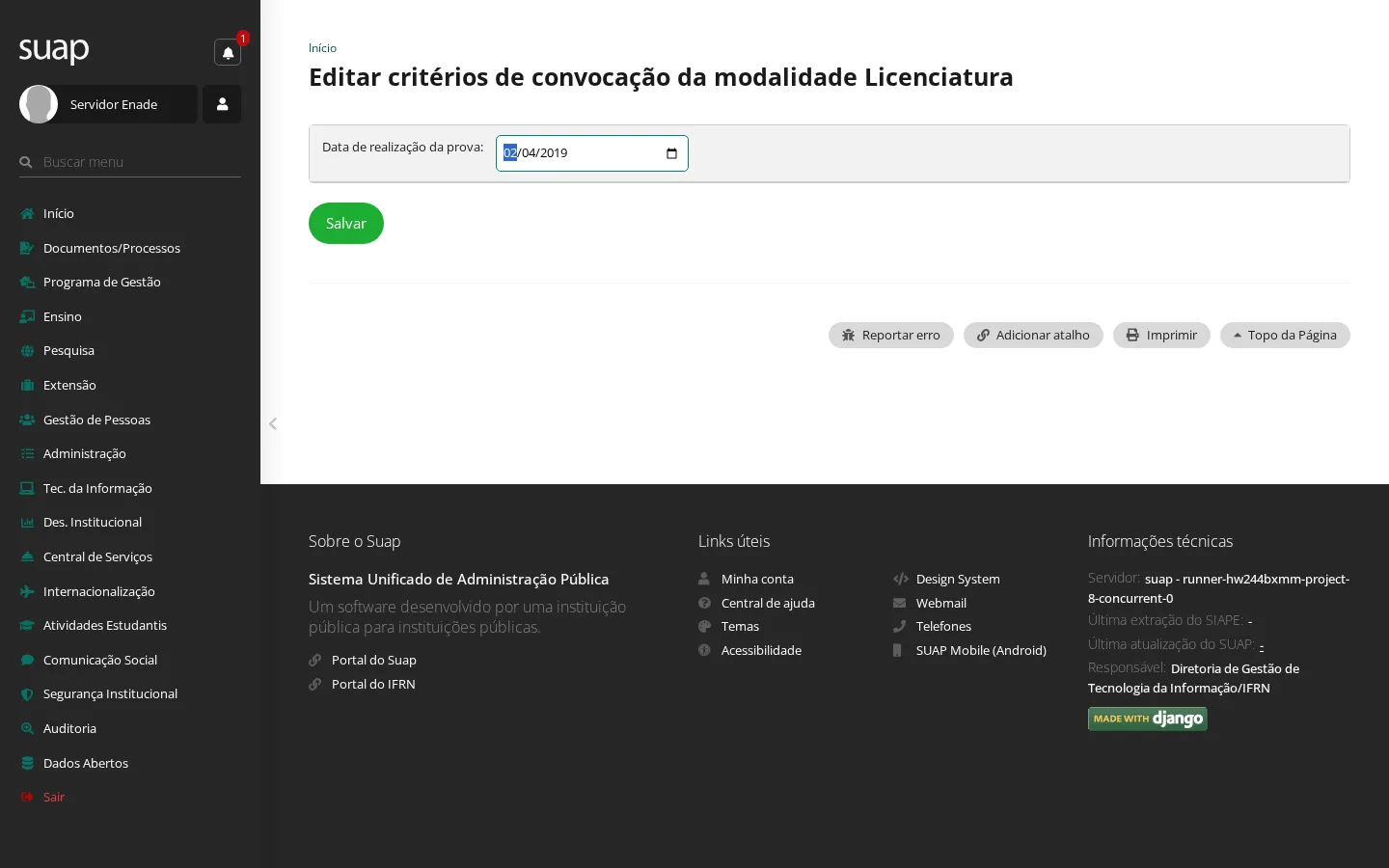 Critérios de convocação da modalidade