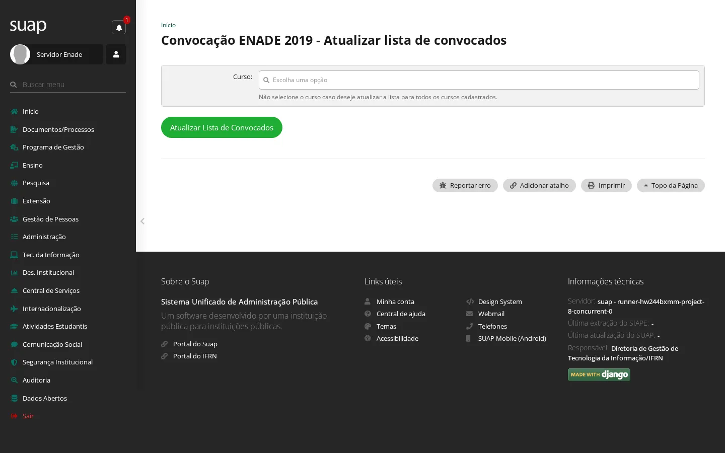Atualização da lista de convocados