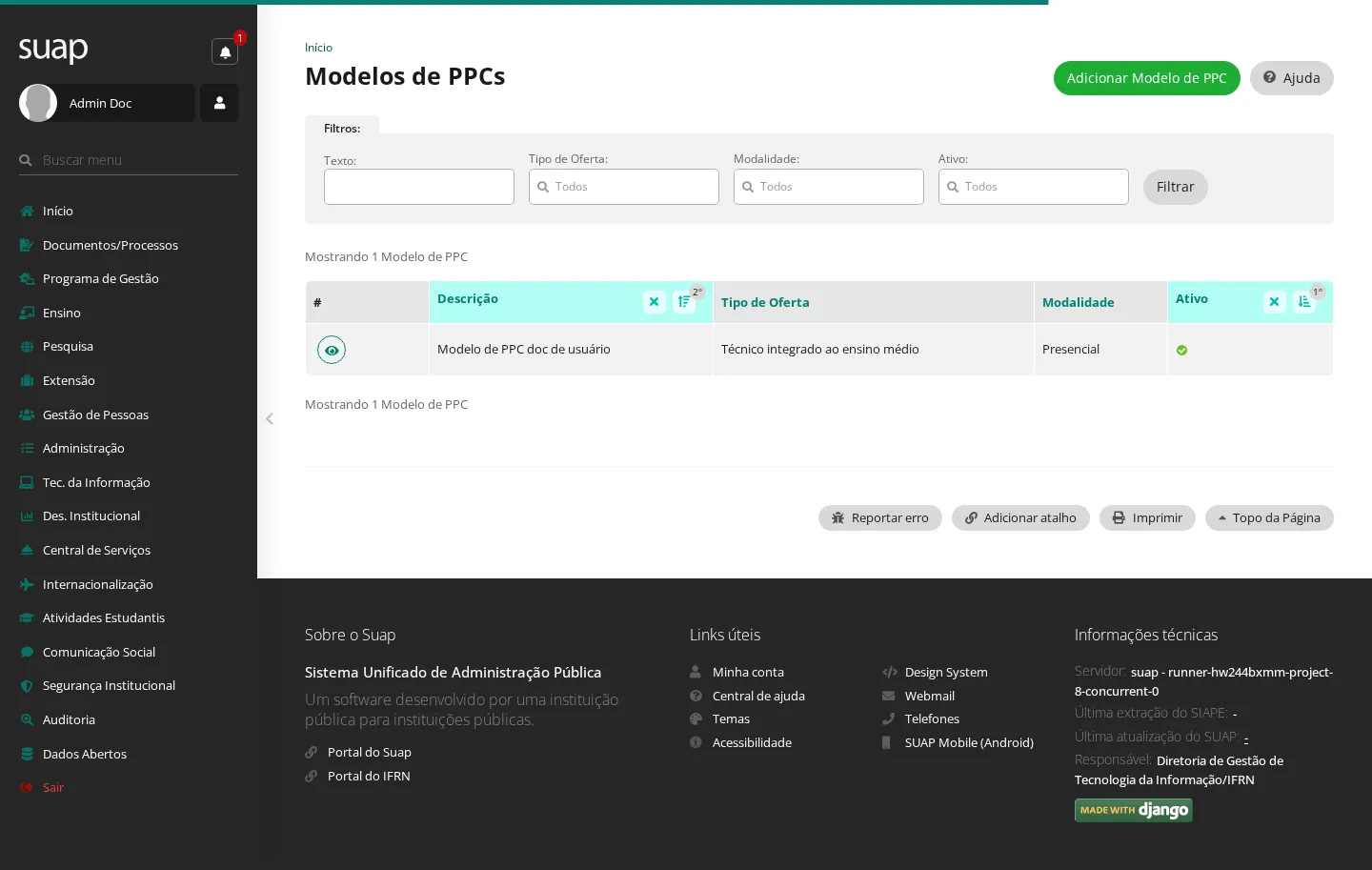 Listagem de modelos de PPC