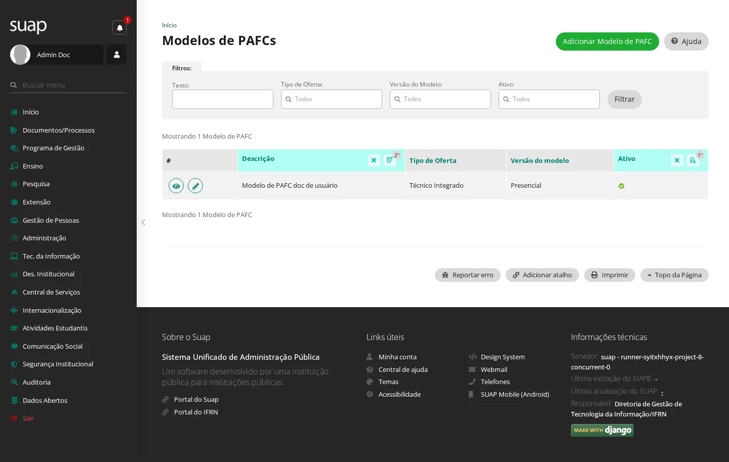 Listagem de modelos de PAFC