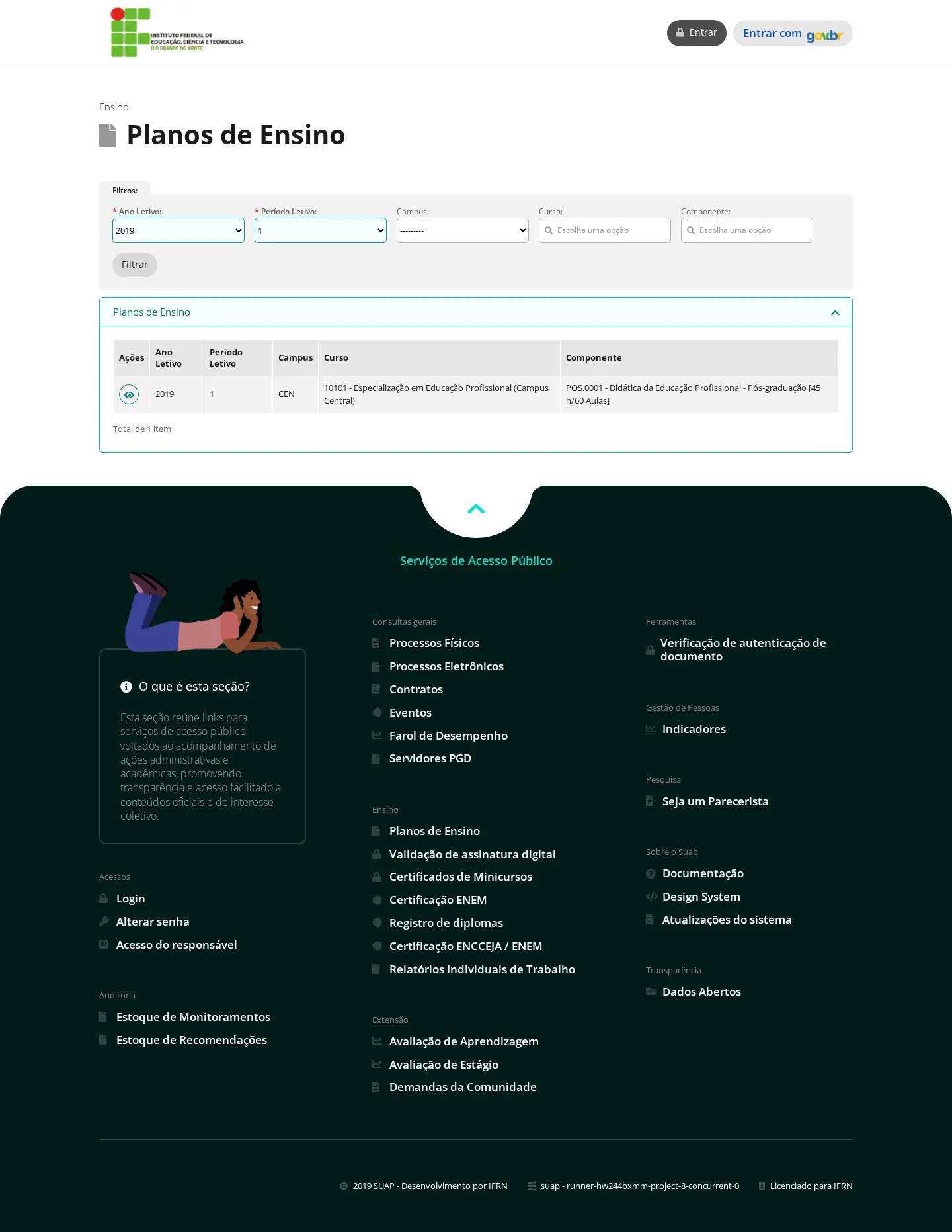 Consulta pública de planos de ensino