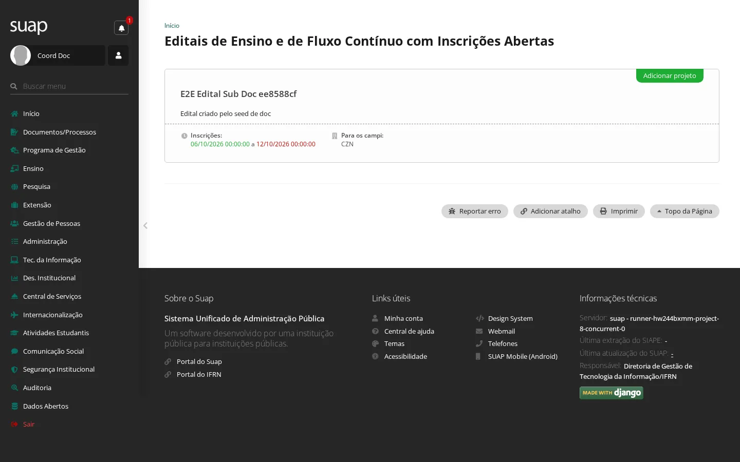 Editais com inscrições abertas