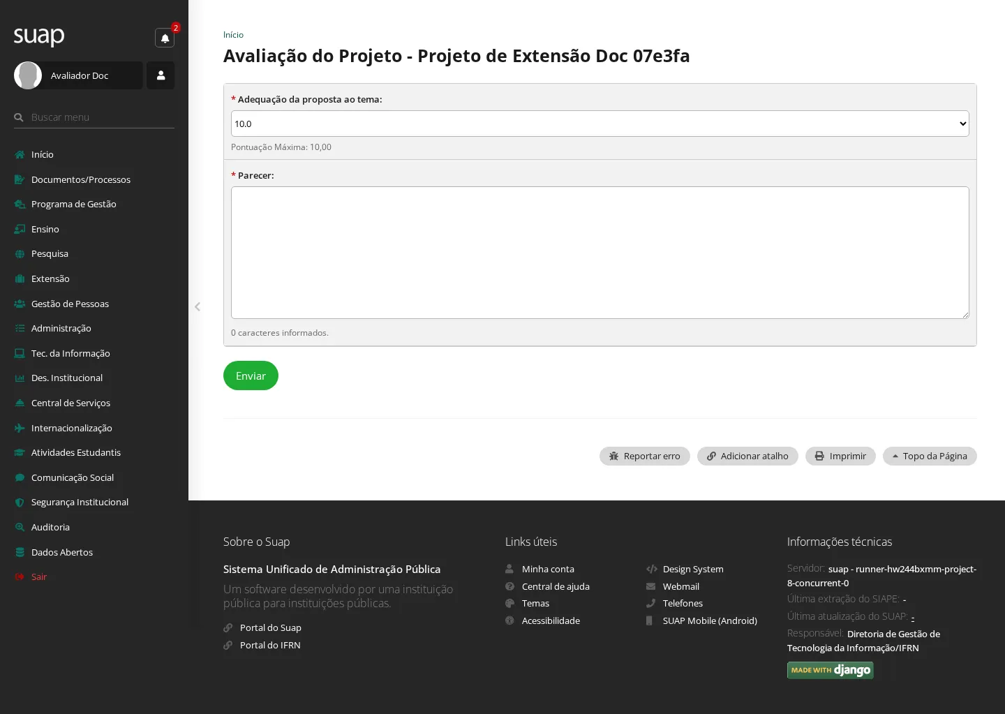 Ficha de avaliação