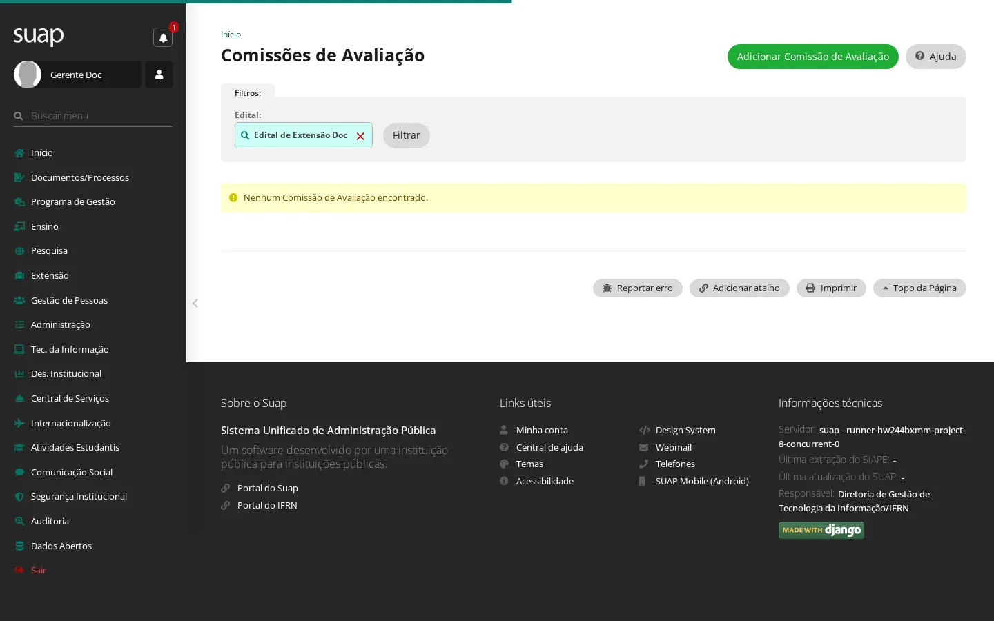 Listagem de comissões