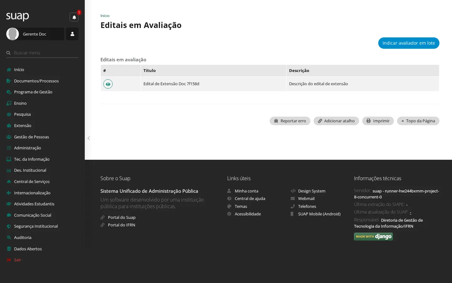 Editais em avaliação