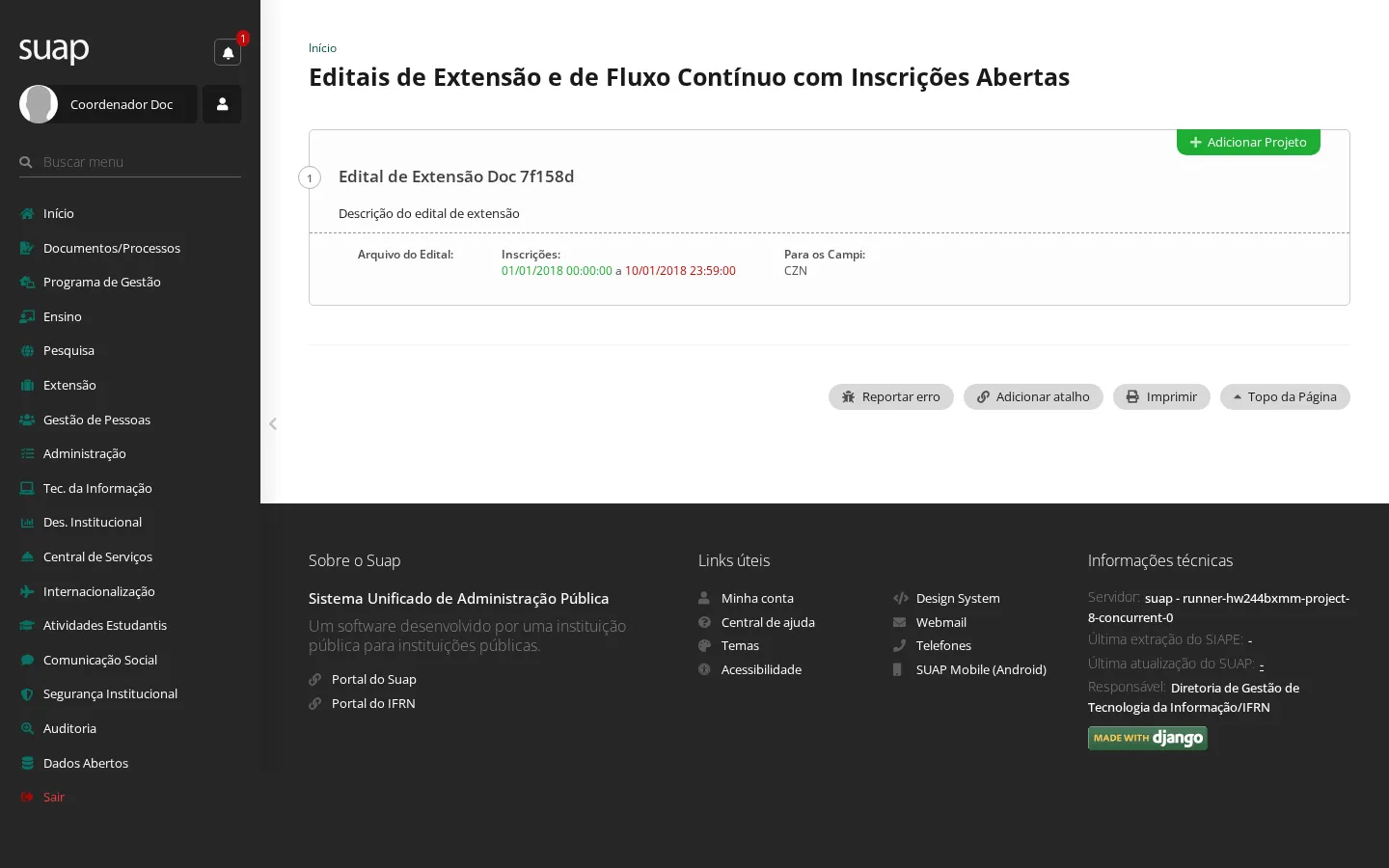 Editais com inscrições abertas