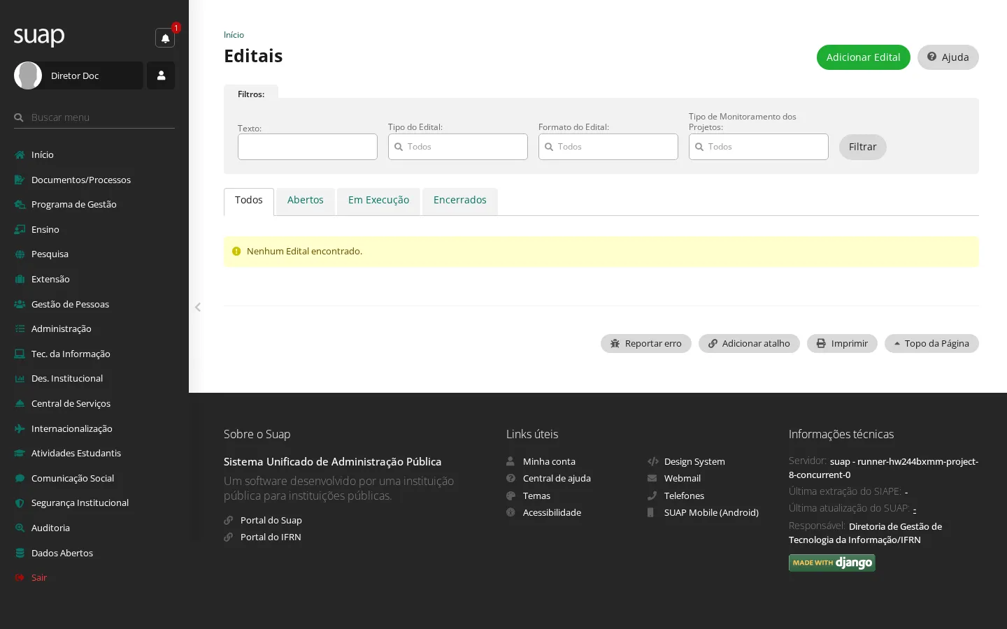 Listagem de editais