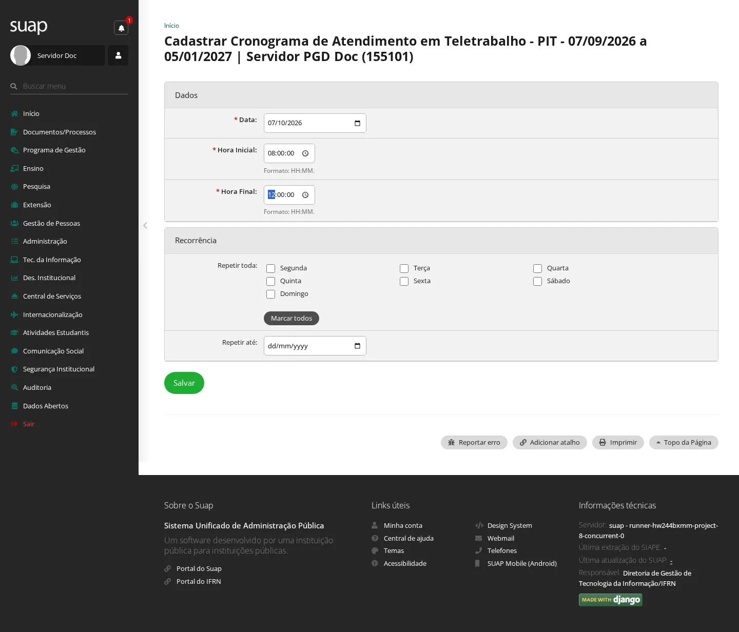 Cronograma de atendimento em teletrabalho