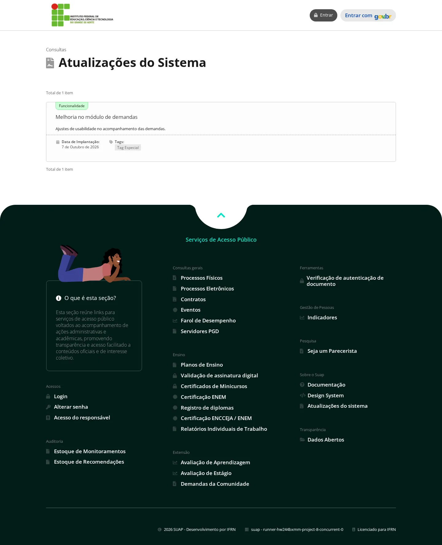 Atualizações do sistema