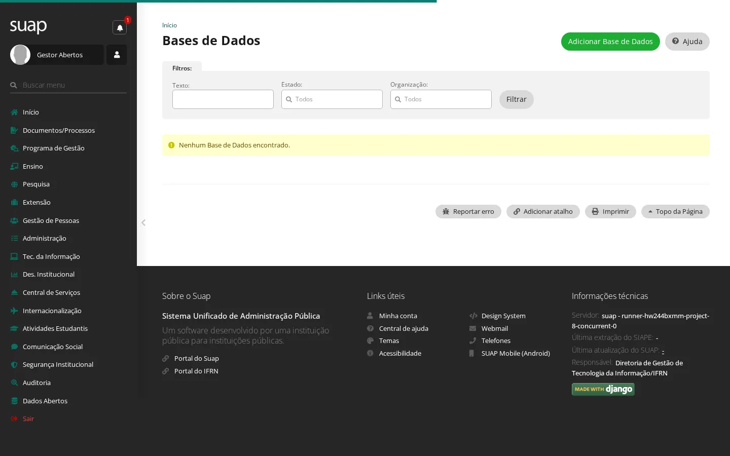Listagem de bases de dados
