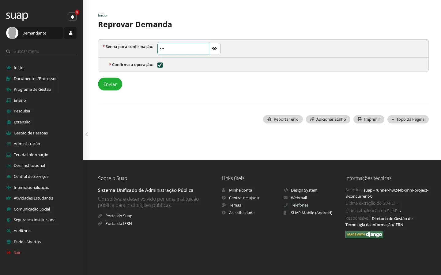 Confirmação da reprovação