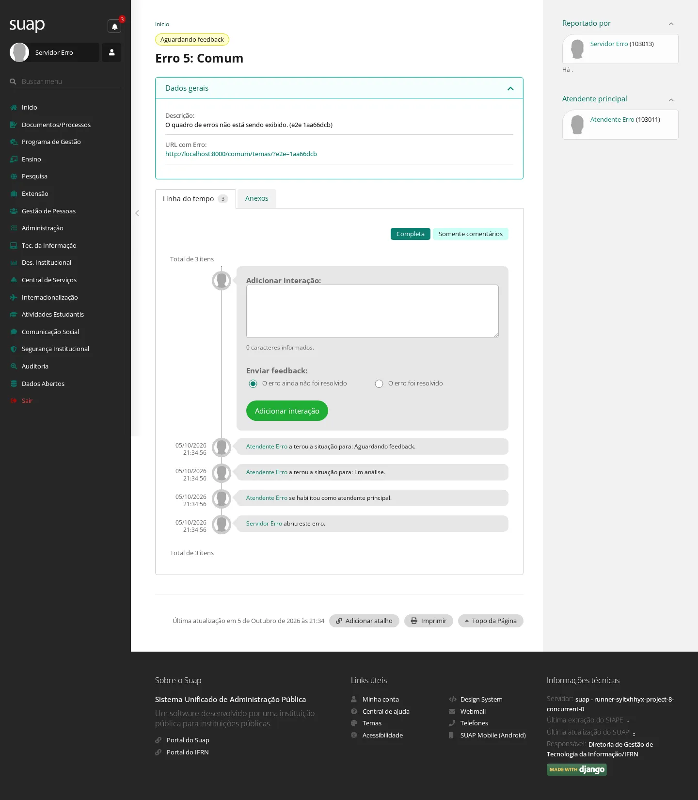 Pedido de feedback, como quem reportou o vê
